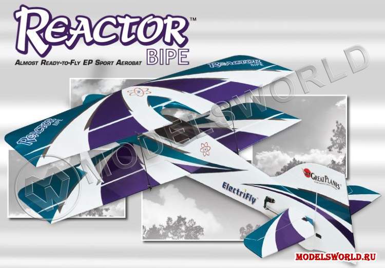 Радиоуправляемая модель самолёта Great Planes E-Performance Series 3D Reactor Bipe ARF - фото 1