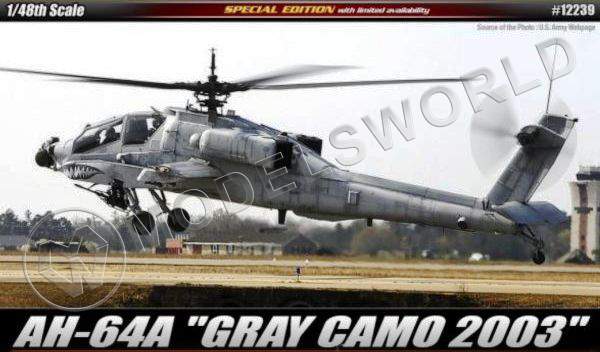 Склеиваемая пластиковая модель вертолета AH-64A GRAY CAMO 2003 Масштаб 1:48 - фото 1